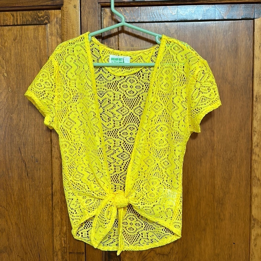 Dream Out Loud By Selena Gomez Girl’s Deep Yellow Knotted Lace Jacket XS
